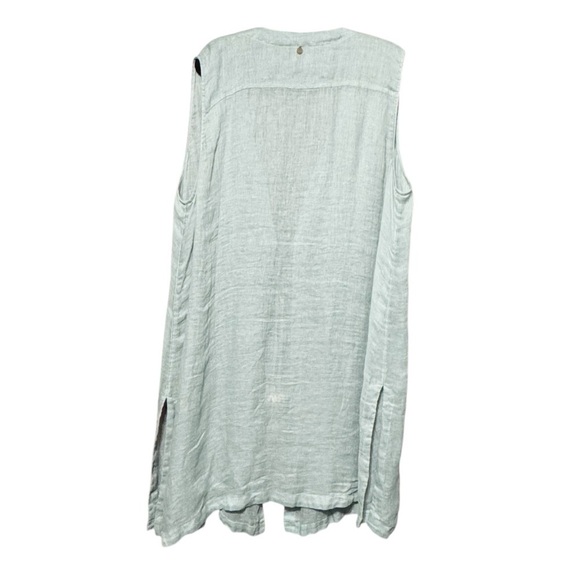 Soft Surroundings 100% Linen Long Seashell Self Tie Sleeveless Cardigan Vest - Picture 6 of 10